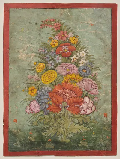 Still Life: Bouquet of Flowers Emerging from the Grass