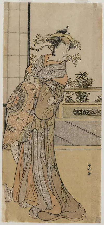 Arashi Murajiro as a Courtesan Holding a Letter