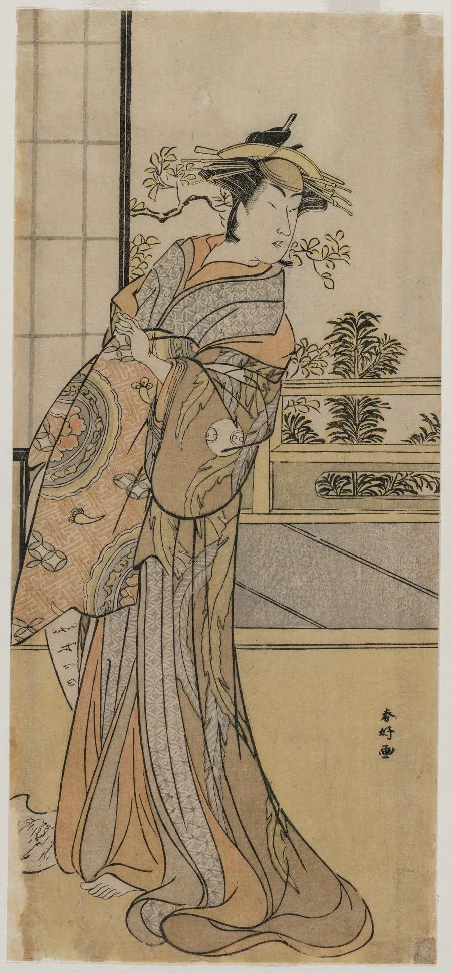 Arashi Murajiro as a Courtesan Holding a Letter by Katsukawa Shunkō