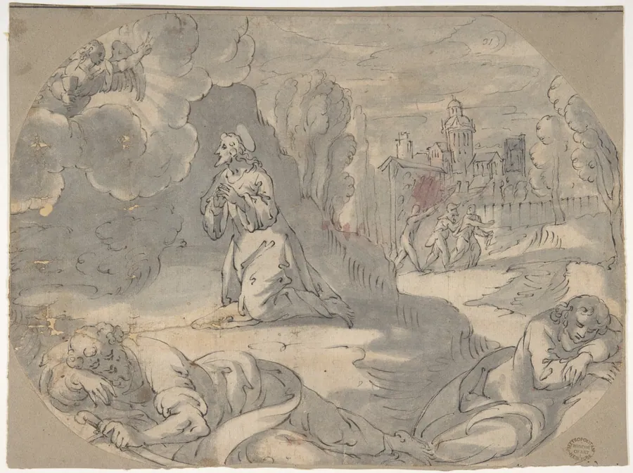 Christ in the Garden of Gethsemane (Matthew 26:36-46) by Federico Zuccaro (Zuccari)