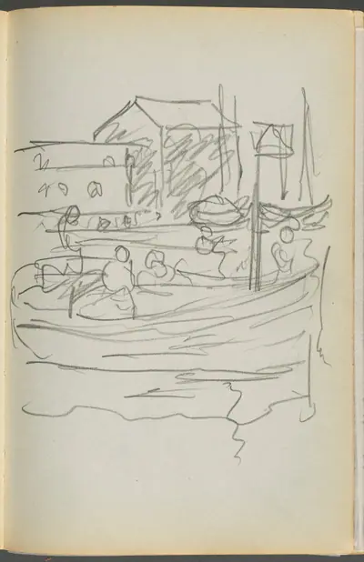 Sketchbook- The Granite Shore Hotel, Rockport, page 108: Figures in a Boat