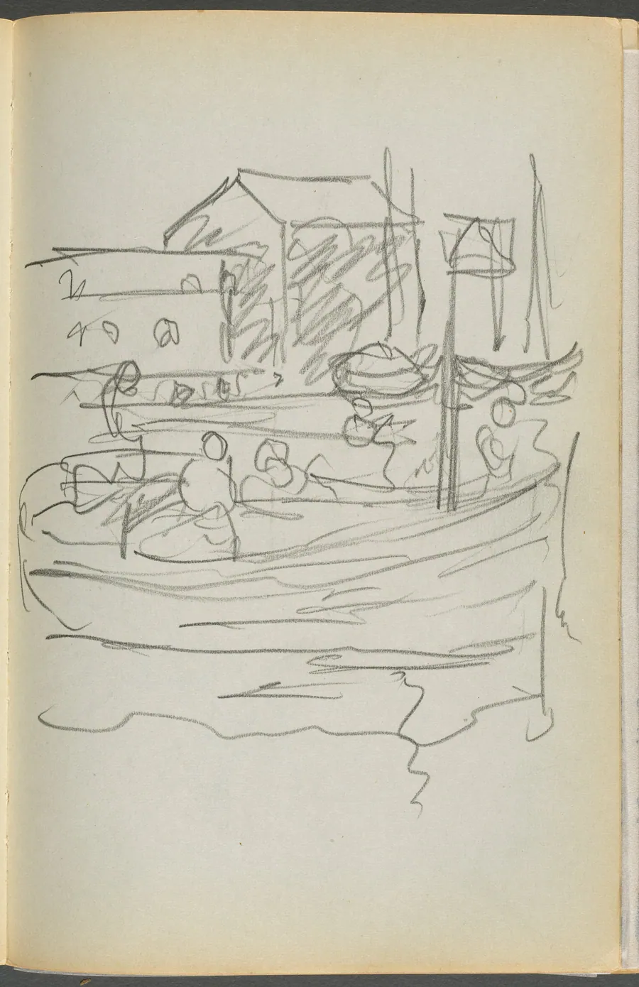 Sketchbook- The Granite Shore Hotel, Rockport, page 108: Figures in a Boat by Maurice Prendergast