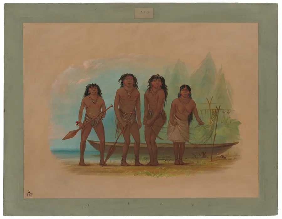 Four Fuegian Indians by George Catlin