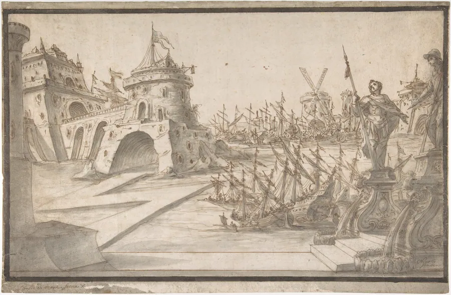 Harbor Scene by Nikolaus Gottfried Stuber