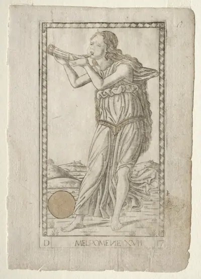 Melpomene (tragedy) (from the Tarocchi series D:  Apollo and the Muses, #17)