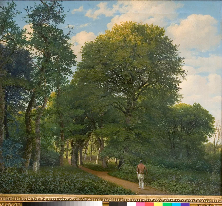 Et skovparti i Charlottenlund. Aften by Heinrich Buntzen