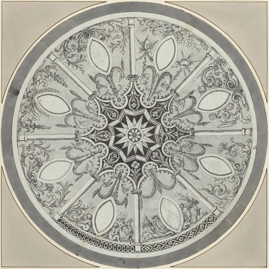 Design for an Inlaid Circular Table Top, with Alternatives by Italian 18th Century