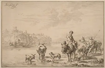 Woman Seated on a Mule