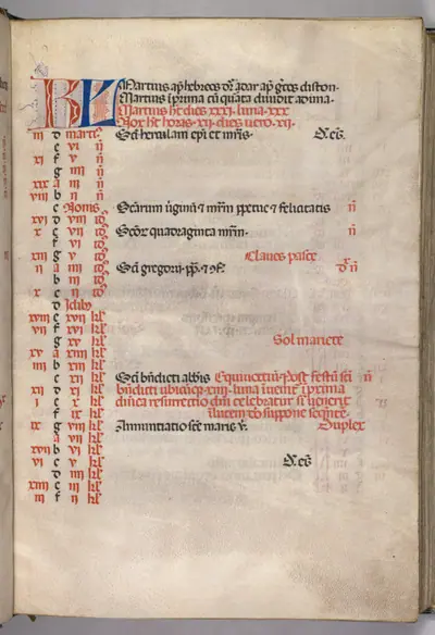 Missale: Fol. 4r: March Calendar Page