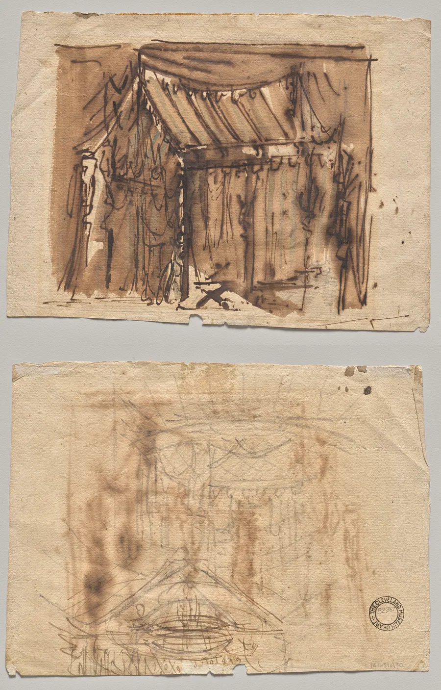 Tent (recto); Two Sketches (verso) by Josef Platzer