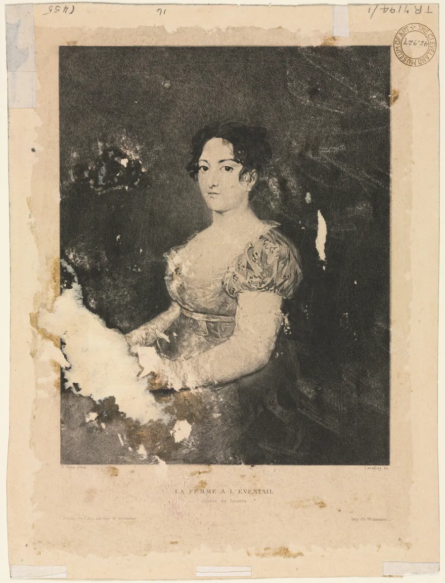 La femme à l'éventail, after Goya (verso) by Alexander Claude Louis Lavalley