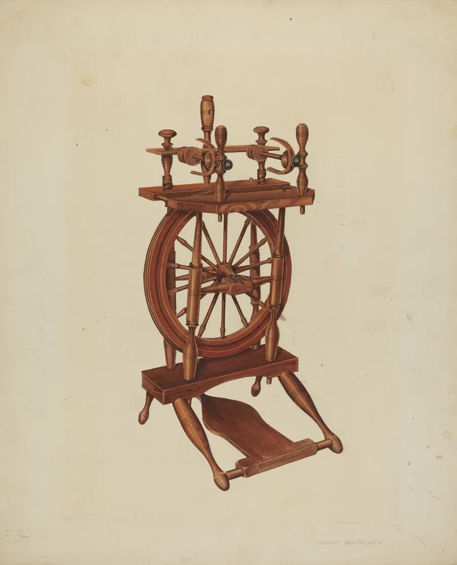 Wood Spinning Wheel by Arthur Mathews