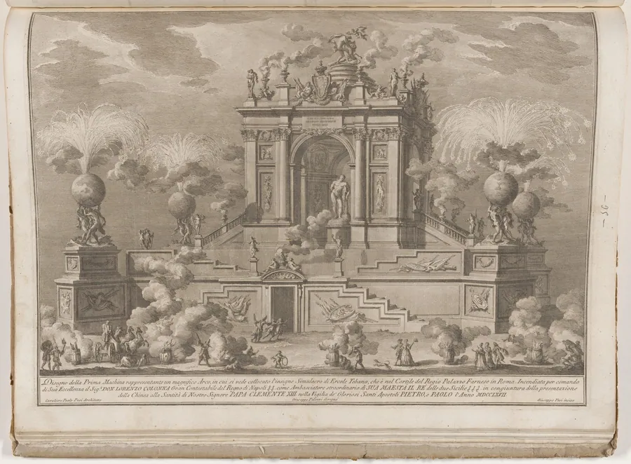 The Prima Macchina for the Chinea of 1767: A Triumphal Arch with the Farnese Hercules by Giuseppe Vasi