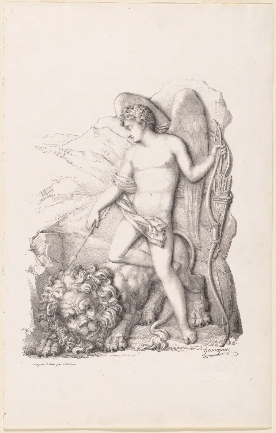 L’Amour terrassant un lion (Personification of Love Vanquishing a Lion) by Philippe-Auguste Hennequin