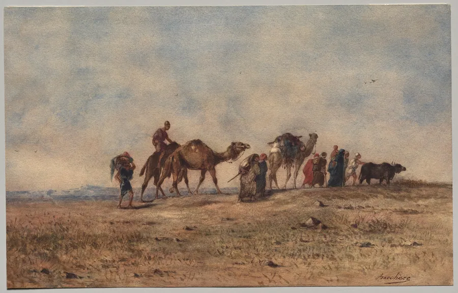 A Caravan in the Desert by Narcisse Berchère