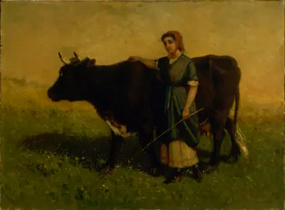 Untitled (woman walking with cow)