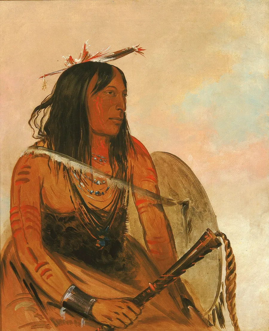 Ish-a-ró-yeh, He Who Carries a Wolf, a Distinguished Brave by George Catlin, born Wilkes-Barre, PA 1796-died Jersey City, NJ 1872