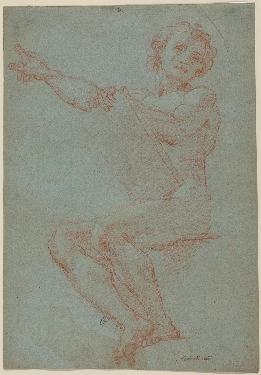 A Seated Man Holding a Tablet by Carlo Maratta