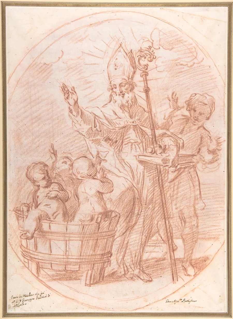 Saint Nicholas of Bari Resuscitating Three Children Discovered in a Tub of Brine by Giovanni Agostino Ratti