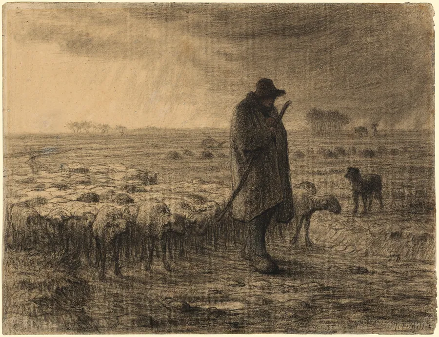Shepherd Returning with His Flock by Jean-François Millet