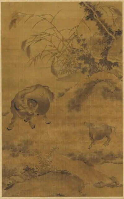Water buffalo and calf