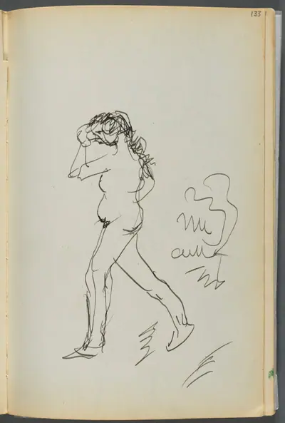 Sketchbook- The Granite Shore Hotel, Rockport, page 133: Nude Walking
