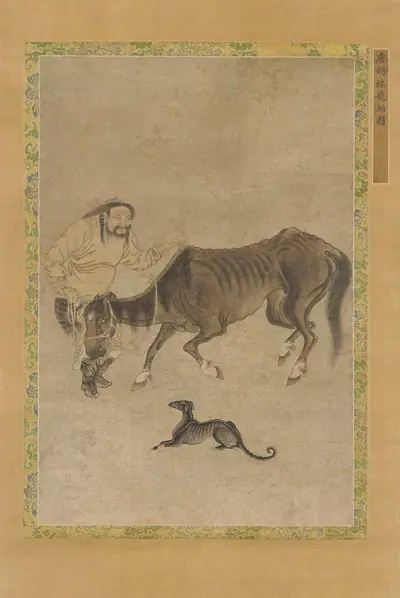 A tatar, a lean horse, and a dog