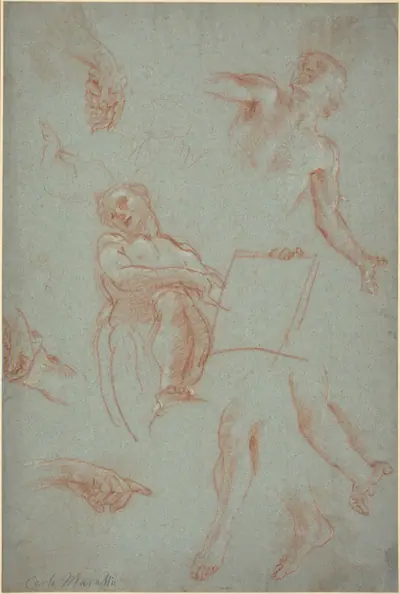 Sheet of Studies with Figures, Hands, and Feet