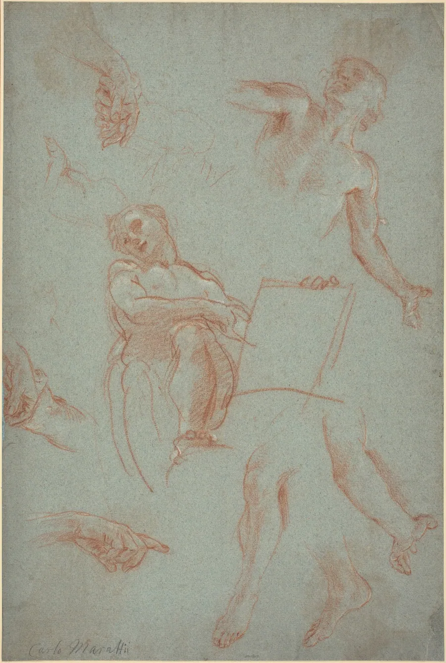Sheet of Studies with Figures, Hands, and Feet by Agostino Masucci