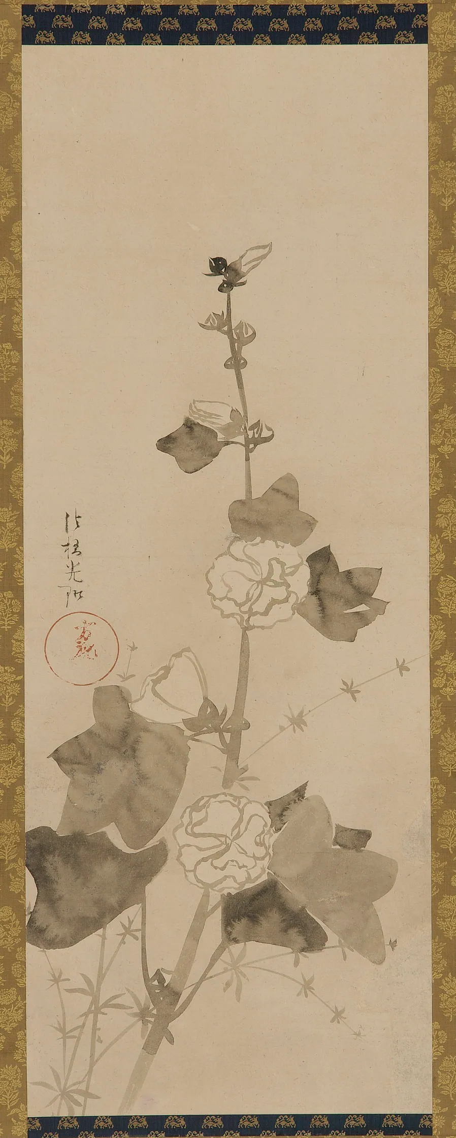 Hollyhocks by Ogata Korin 尾形光琳 (1658-1716)