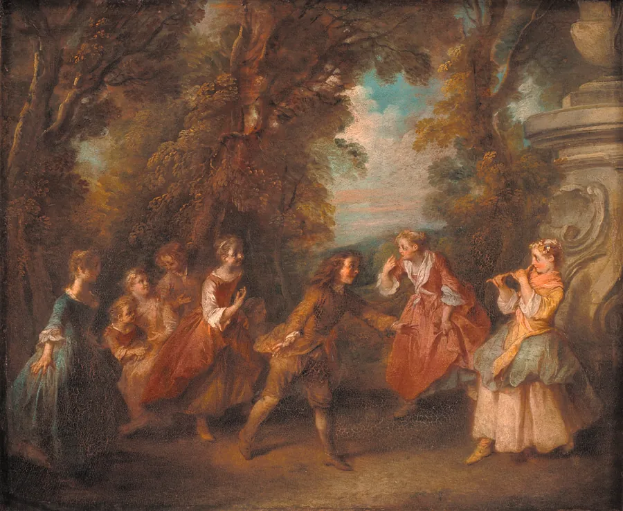 Legende børn i det frie. ("Le jeu des quatre-coins") by Nicolas Lancret