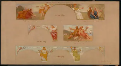 Sketches for a Decoration of a Private Library "B"