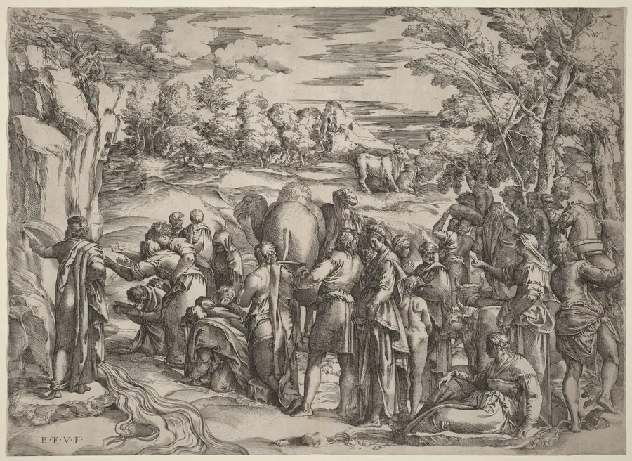 Moses Striking the Rock by Battista Franco