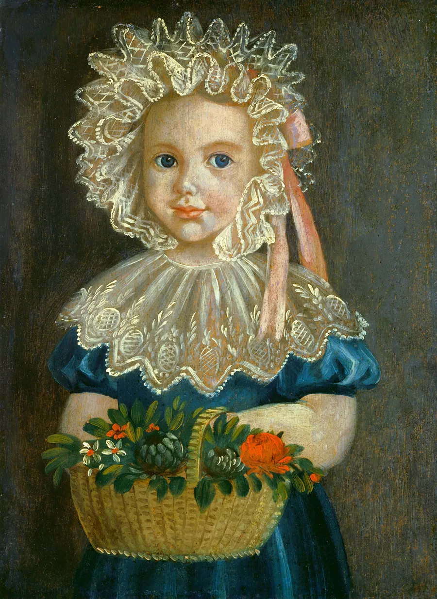 Little Girl with Flower Basket by American 19th Century
