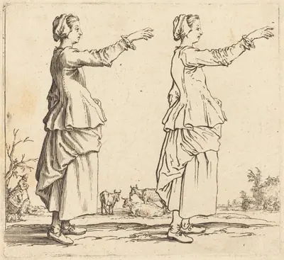 Peasant Woman, in Profile, Facing Right, with Arm Extended