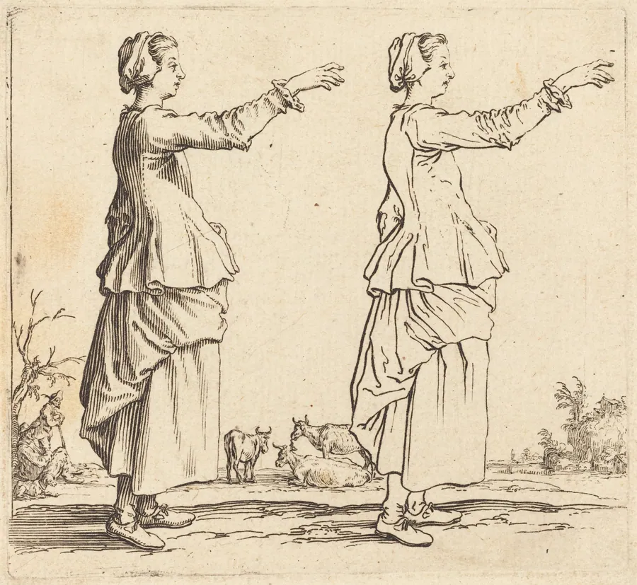 Peasant Woman, in Profile, Facing Right, with Arm Extended by Jacques Callot