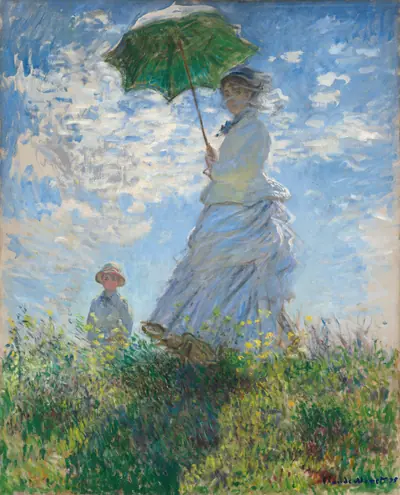 Woman with a Parasol - Madame Monet and Her Son