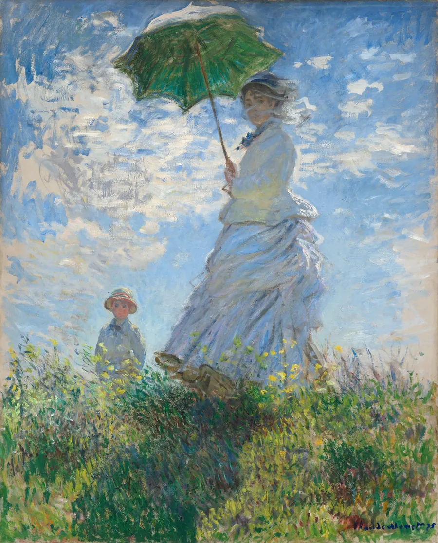 Woman with a Parasol - Madame Monet and Her Son by Claude Monet