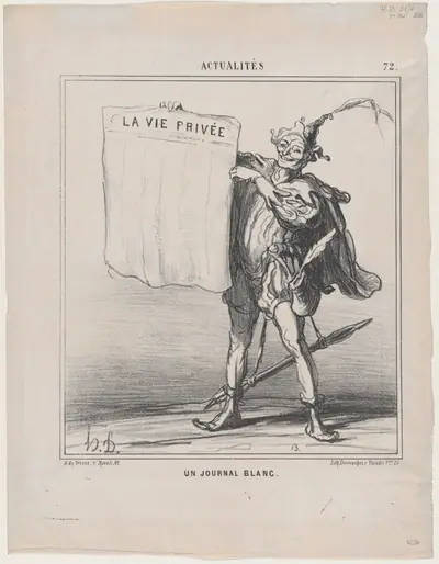A blank newspaper, from 'News of the day,' published in Le Charivari, March 31, 1868
