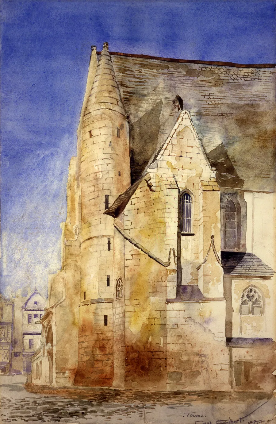 Old Church, Tours, France by Cass Gilbert, born Zanesville, OH 1858-died Brockenhurst, England 1934