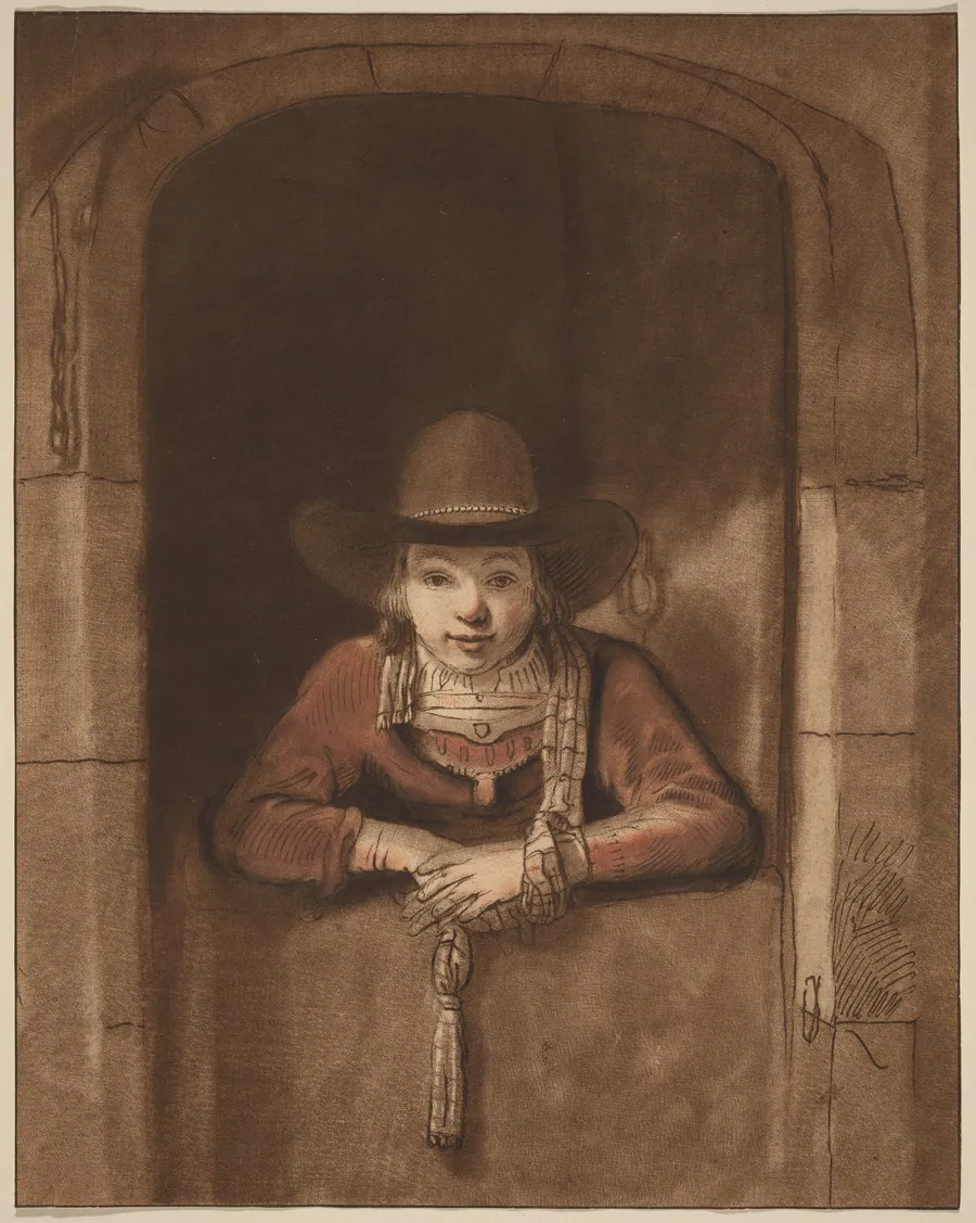 Boy Leaning over a Lower Door by Cornelis Ploos van Amstel