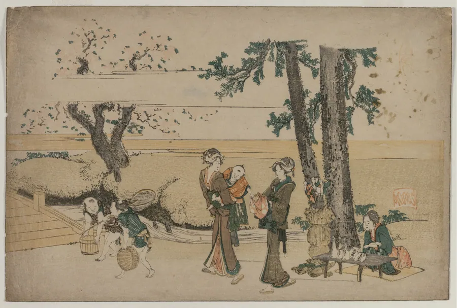 Woman Passing a Roadside Shop Near Oji by Katsushika Hokusai