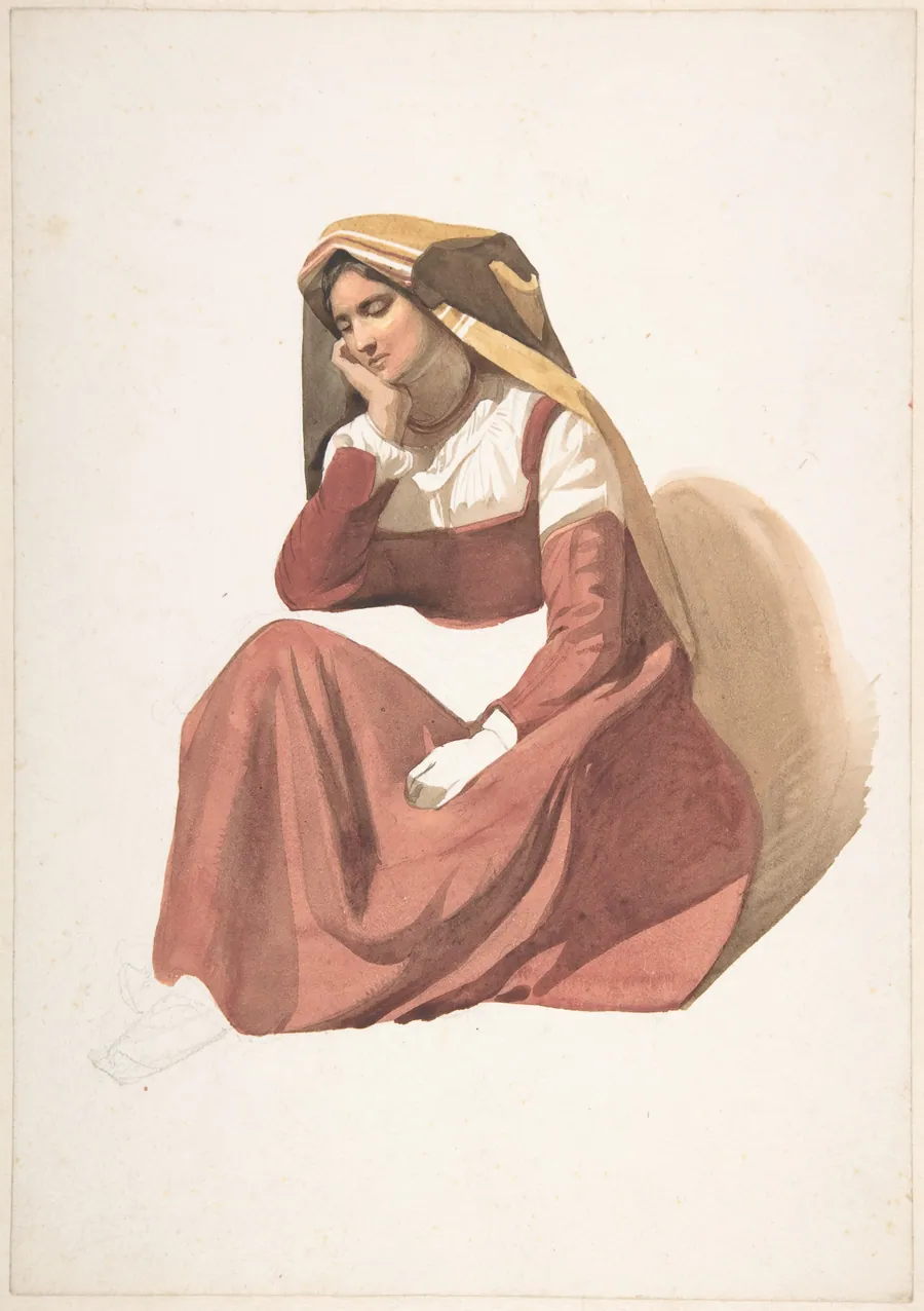 Seated Italian Peasant Woman by Pierre Louis Dubourcq