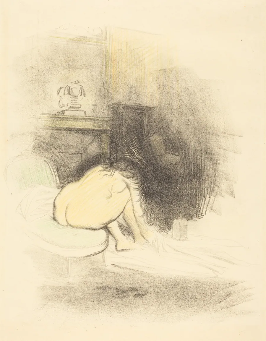Femme nue, s'essuyant les pieds (planche en hauteur) (Nude Woman Drying Her Feet) (vertical plate) by Jean-Louis Forain