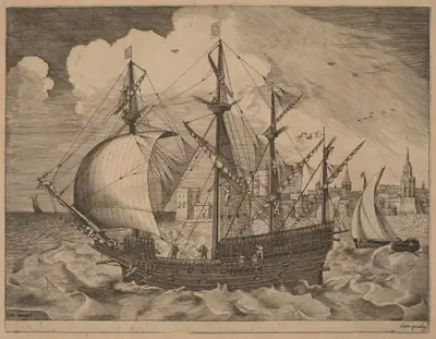 Armed Four-Master Putting Out to Sea