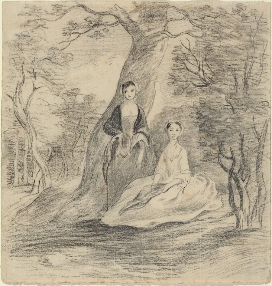 Two Girls in a Landscape by George Frost