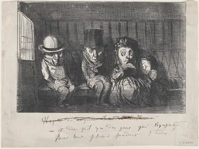 To imagine that there are people who even travel in winter for fun and enjoyment!, from 'Winter sketches,' published in Le Petit Journal pour Rire, December 3, 1864