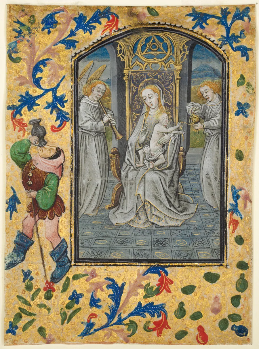 Leaf from a Book of Hours: Virgin and Child Enthroned by Guillaume Vrelant