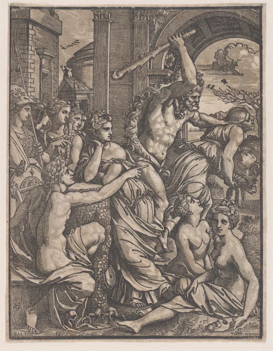 Hercules chasing Avarice from the Temple of the Muses by Baldassare Tommaso Peruzzi