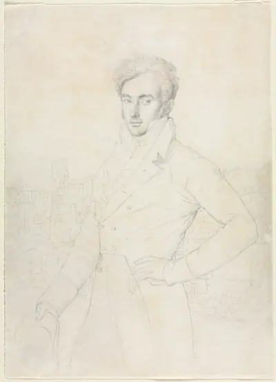 Portrait of a Young Man Standing on the Quirinal with the Turris Comitum in the Background